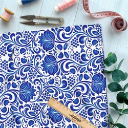 Ткань премиум Оксфорд 600D фантазия на тему гжели