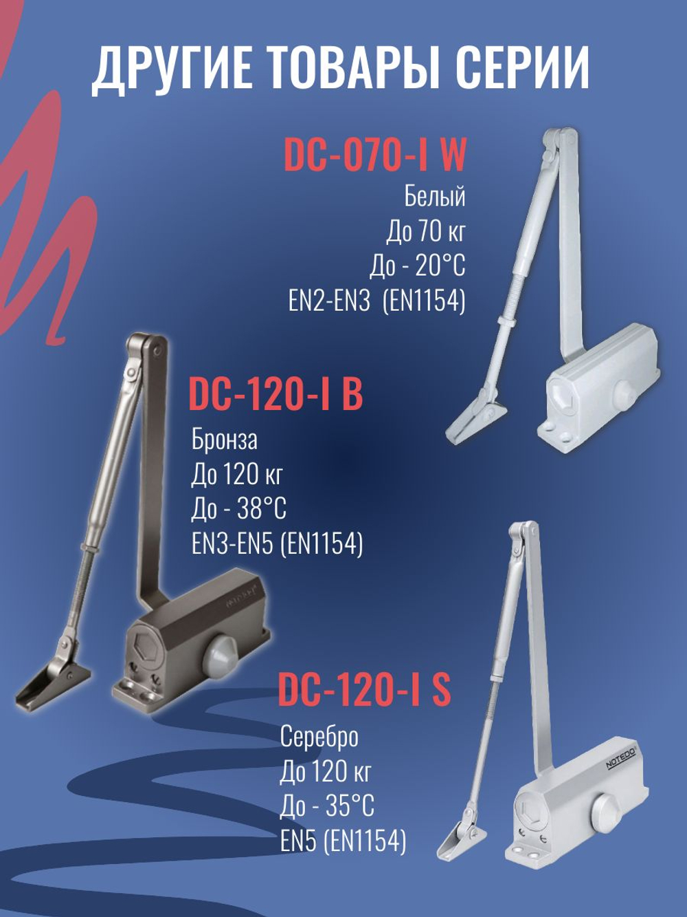 Доводчик дверной NOTEDO DC-060, бронза