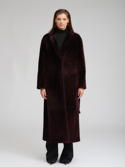 Двусторонняя дубленка из овчины в цвете бордо
