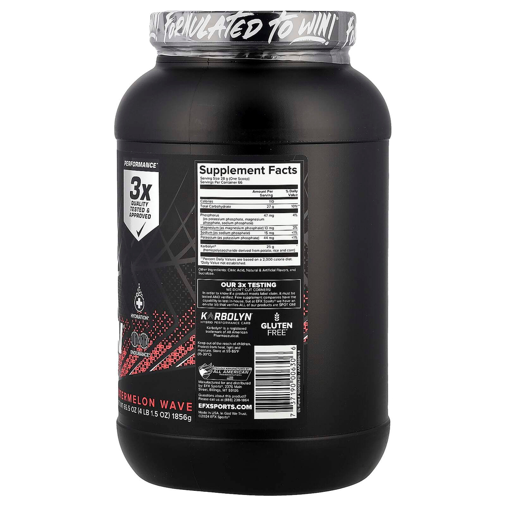 EFX Sports, Karbolyn® Hydrate, Watermelon Wave, 1856 г (4 фунта и 1,5 унции)