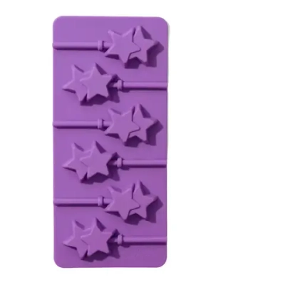 Форма силиконовая для леденцов Доляна «Звёзды», 15,5×13,5×0,7 см, 6 ячеек, цвет белый