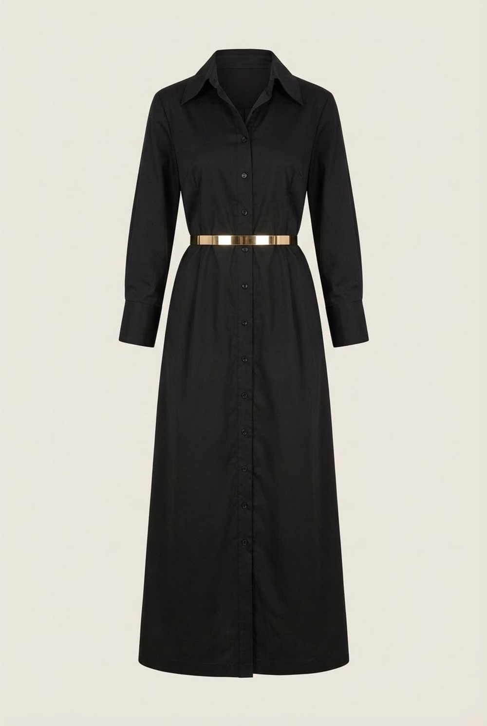 Платье-рубашка в черном