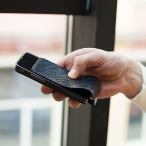 Чехол для iPhone 13 Mini из натуральной кожи питона, синего цвета