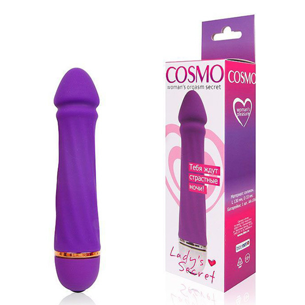 Фиолетовый силиконовый вибратор 13см Bior Toys Cosmo CSM-23112
