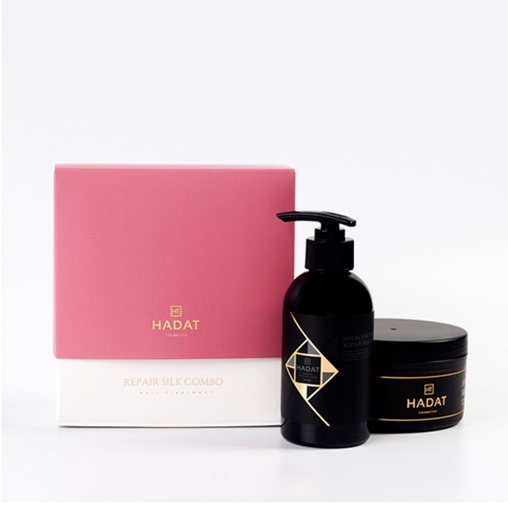 HADAT Repair Silk Combo - Набор Восстанавливающий (шампунь 250 мл+маска 300 мл) розовый