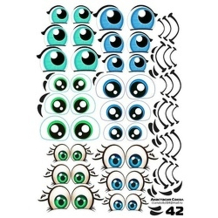 Наклейки «Глаза. Рты №42», 18 компл. на листе