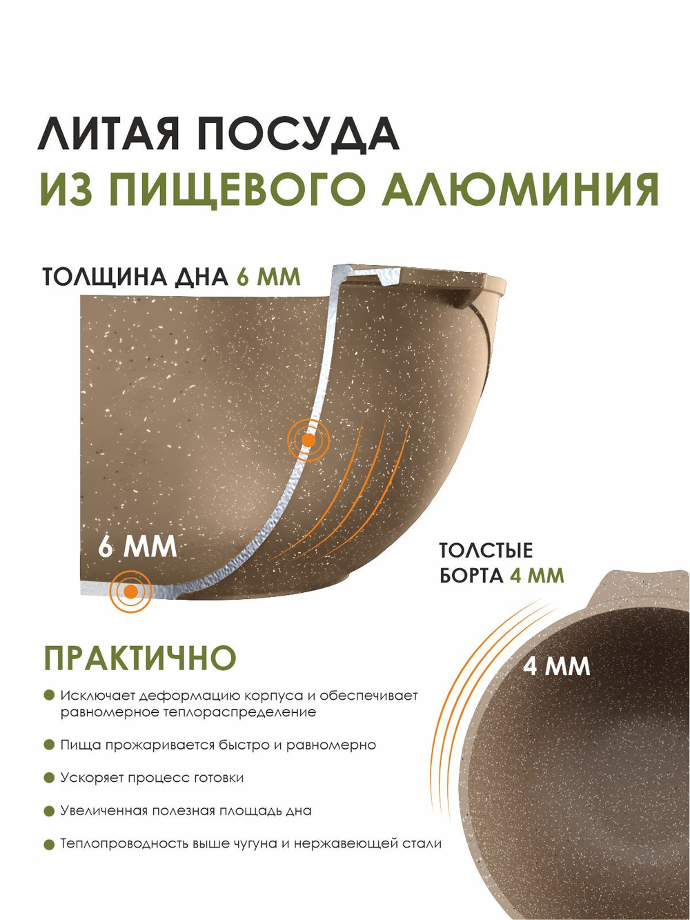 Казан для плова "Мечта" Гранит с крышкой от 4 л до 10 л