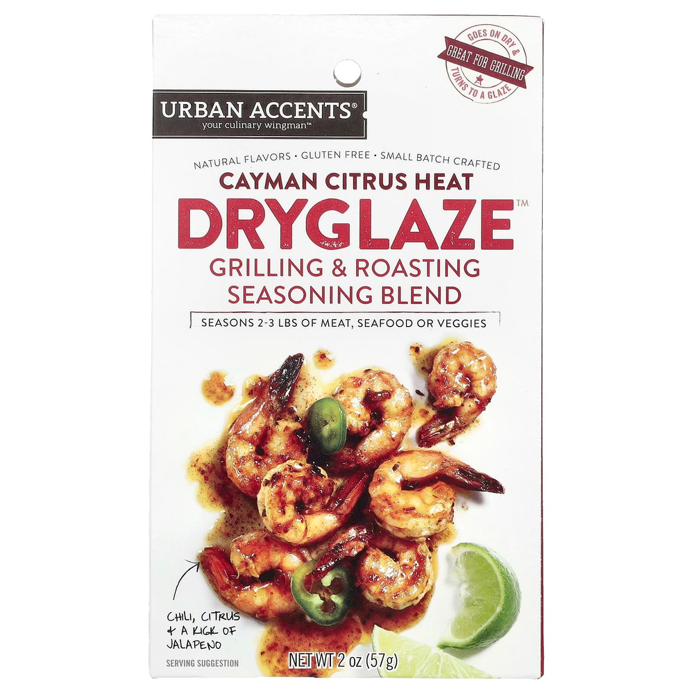 Urban Accents, Dryglaze™, смесь приправ для гриля и обжарки, кайманский вкус и цитрус, 57 г (2 унции)