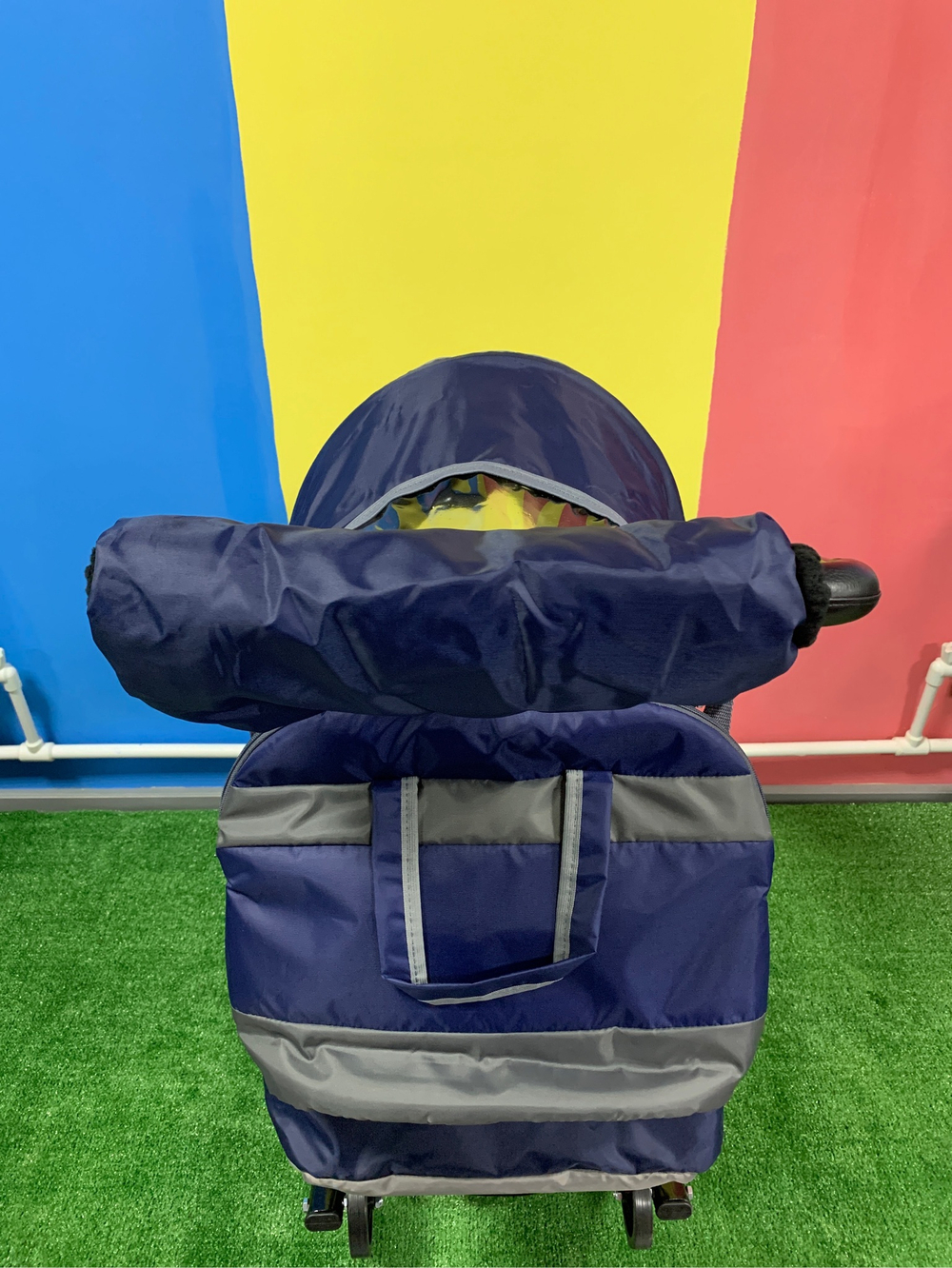 Санки - коляска Baby механизм смены полозьев на колеса (синий) арт. PcB19 Pikate