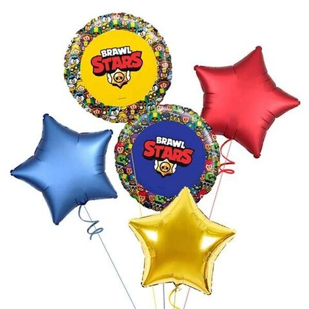 Композиция из шаров "Brawl Stars" звезды разноцветные