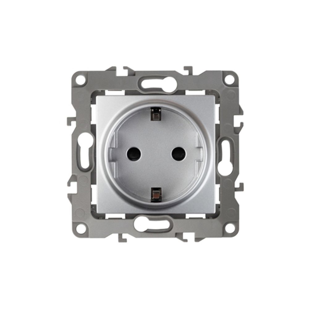Розетка ЭРА Серия 12 12-2101-03 с заземлением 2P+E Schuko 16A-250В IP20 алюминий