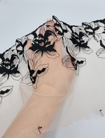 Вышивка на сетке с бежевый/чёрный К642 правая