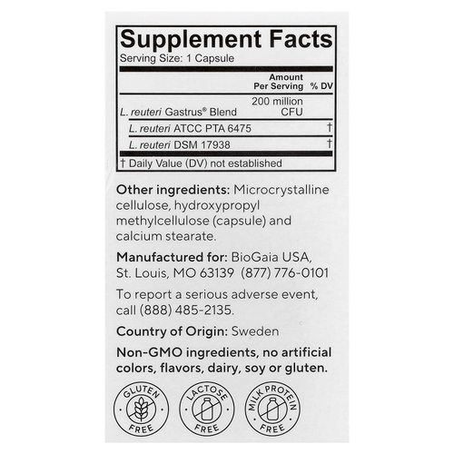BioGaia, пробиотик Gastrus® в капсулах, 60 капсул Pure Action