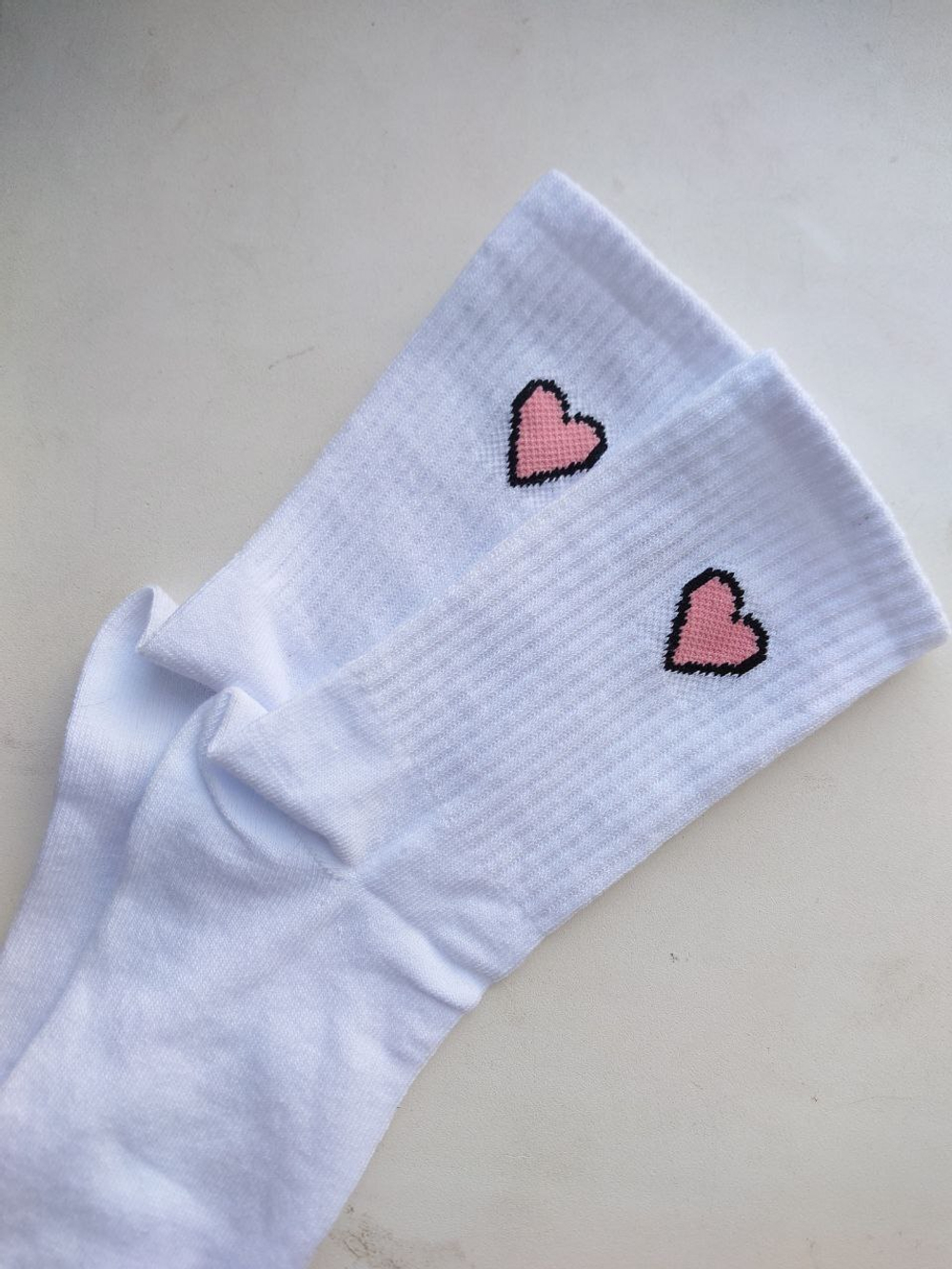 Pink Hearts. Носки с высокой резинкой