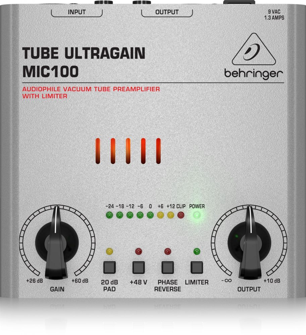 Behringer MIC100 Ламповый микрофонно-линейный предусилитель с лимитером