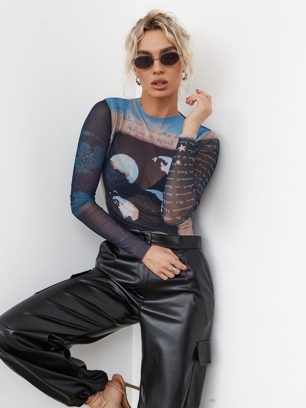 Лонгслив  сетка ПОЛНОЛУНИЕ, голубой