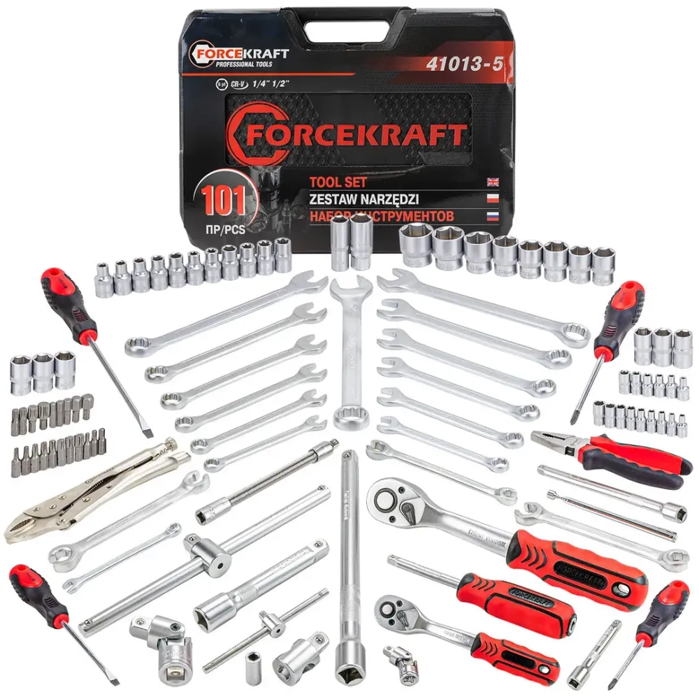 Набор инструментов 101пр., 1/4''1/2''(6гр.)(4-32мм) FORCEKRAFT FK-41013-5