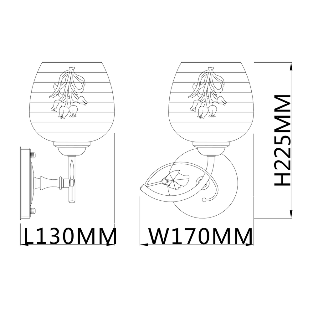 Настенный светильник 1x40Вт E27, металл/стекло, золото