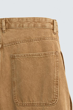 ZARA ШОРТЫ BAGGY FIT С ПУГОВИЦАМИ, РЫЖЕВАТО-КОРИЧНЕВЫЙ