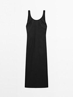 Massimo Dutti Платье миди с глубоким вырезом на спине, черный