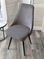 Стул М-City DISAUR Берти поворотный на поворотный на 360 градусов, B28 темно-серый, Велюр, Черный каркас