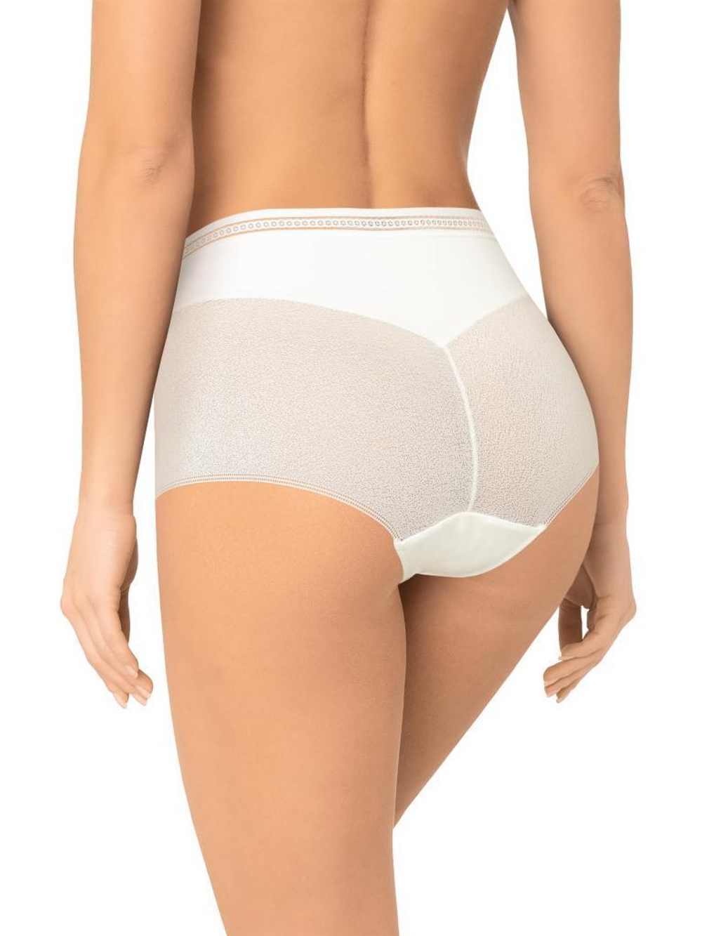 Высокие трусики-слипы из кружева с сетчатой структурой (Размер: XL) (Цвет: черный)