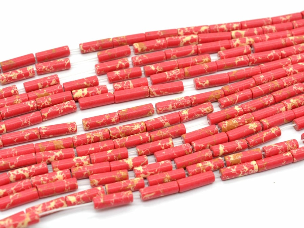 тр134-вм Трубочки из варисцита (имит.) малинового 13*4мм, нить 20см (15шт)