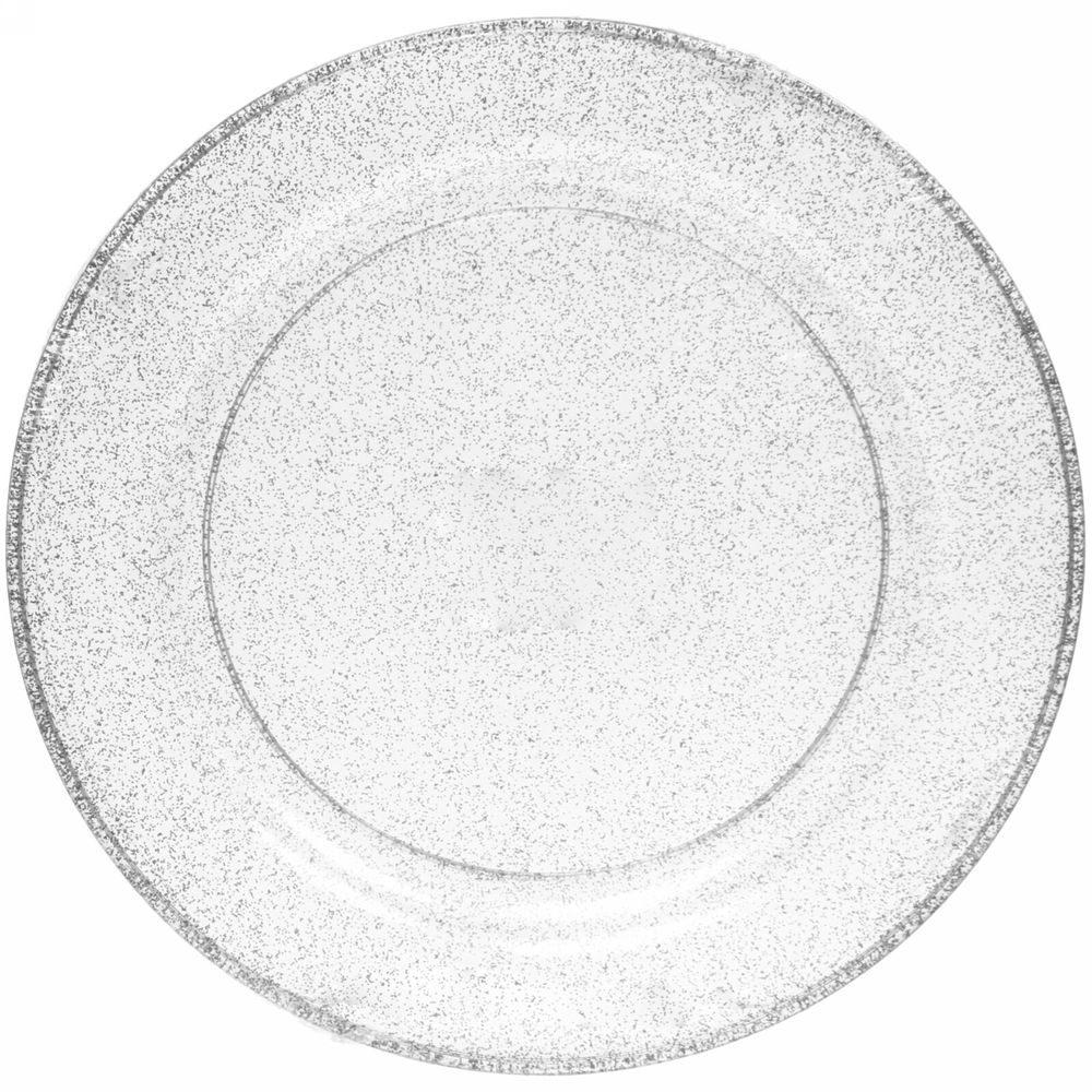 Тарелка одноразовая 23 см «Блестки серебро» в наборе 3шт