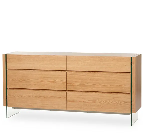 Комод Somerset 168х81 см, шпон дуба, стеклянные ножки