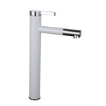 Смеситель для раковины 40к F1052-15 FRAP (высокий, литой, п/гайку, БЕЛЫЙ/ХРОМ, латунь)