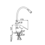 Смеситель для кухни 35к F4041 FRAP (гибкий излив, п/гайку, белый/хром, латунь)