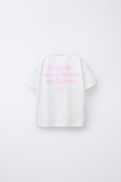 ZARA ФУТБОЛКА С ВЫШИВКОЙ, БЕЛЫЙ