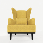 Мягкое кресло с ушами Фантазёр L-6 (Желтый), искусственный мех, на высоких ножках, для отдыха и чтения книг. В гостиную, балкон, спальню и переговорную комнату.