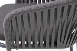 "Бордо" стул плетеный из роупа, каркас алюминий темно-серый (RAL7024) муар, роуп серый 15мм, ткань темно-серая 027