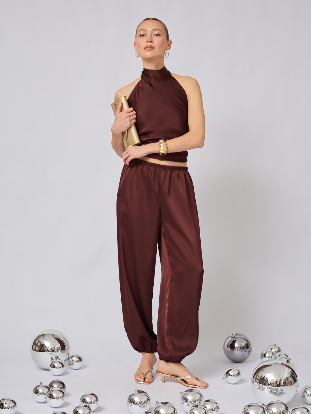 Брюки алладины из атласа