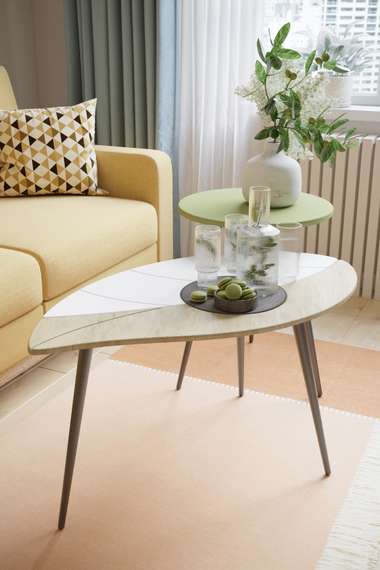 Стол журнальный Лайм дуб сонома/белый/чёрный