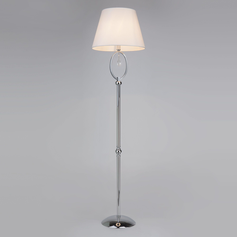 Торшер с белым абажуром 01056/1 хром/прозрачный хрусталь Strotskis