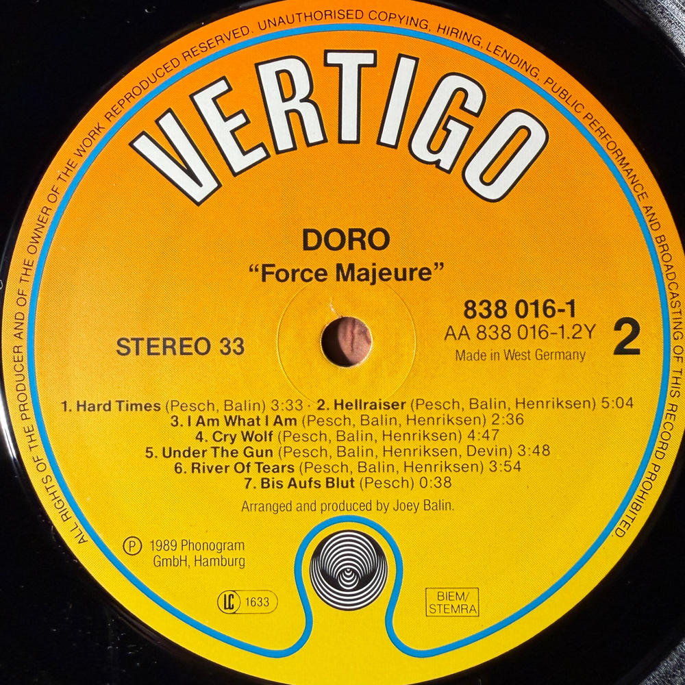 Doro ‎– Force Majeure (Германия 1989г.)