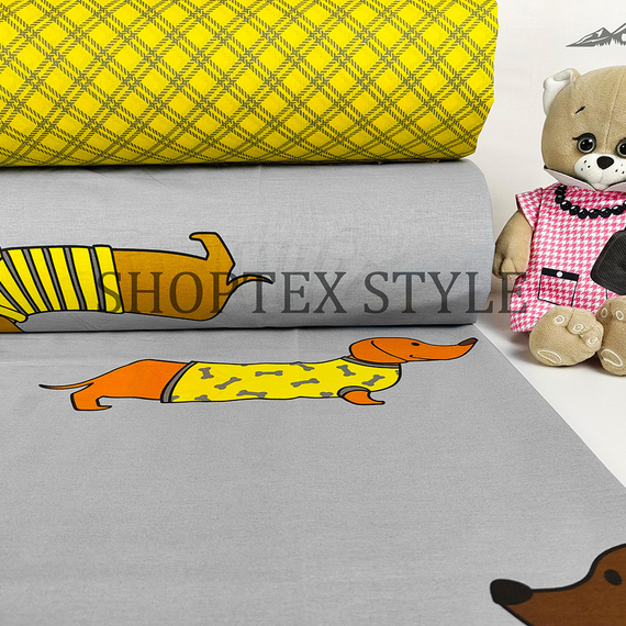 Поплин &quot;Таксы&quot; | ш.220 см | 115 г/м² | хлопок-100%