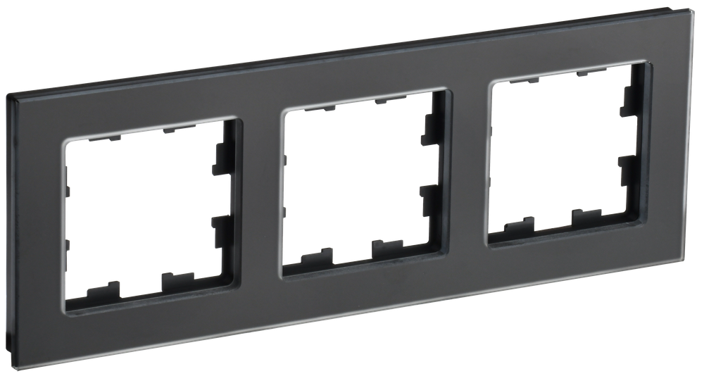 BRITE Рамка 3-местная РУ-3-2-Бр стекло черный матовый IEK