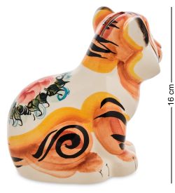 ГЛ- 797 Копилка «Тигр» бол. цв. (Гжельский фарфор)