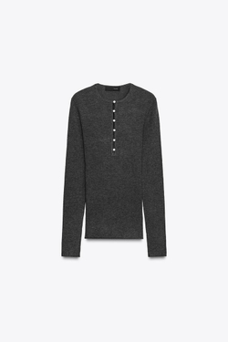 ZARA ДЖЕМПЕР В РУБЧИК, СЕРЫЙ