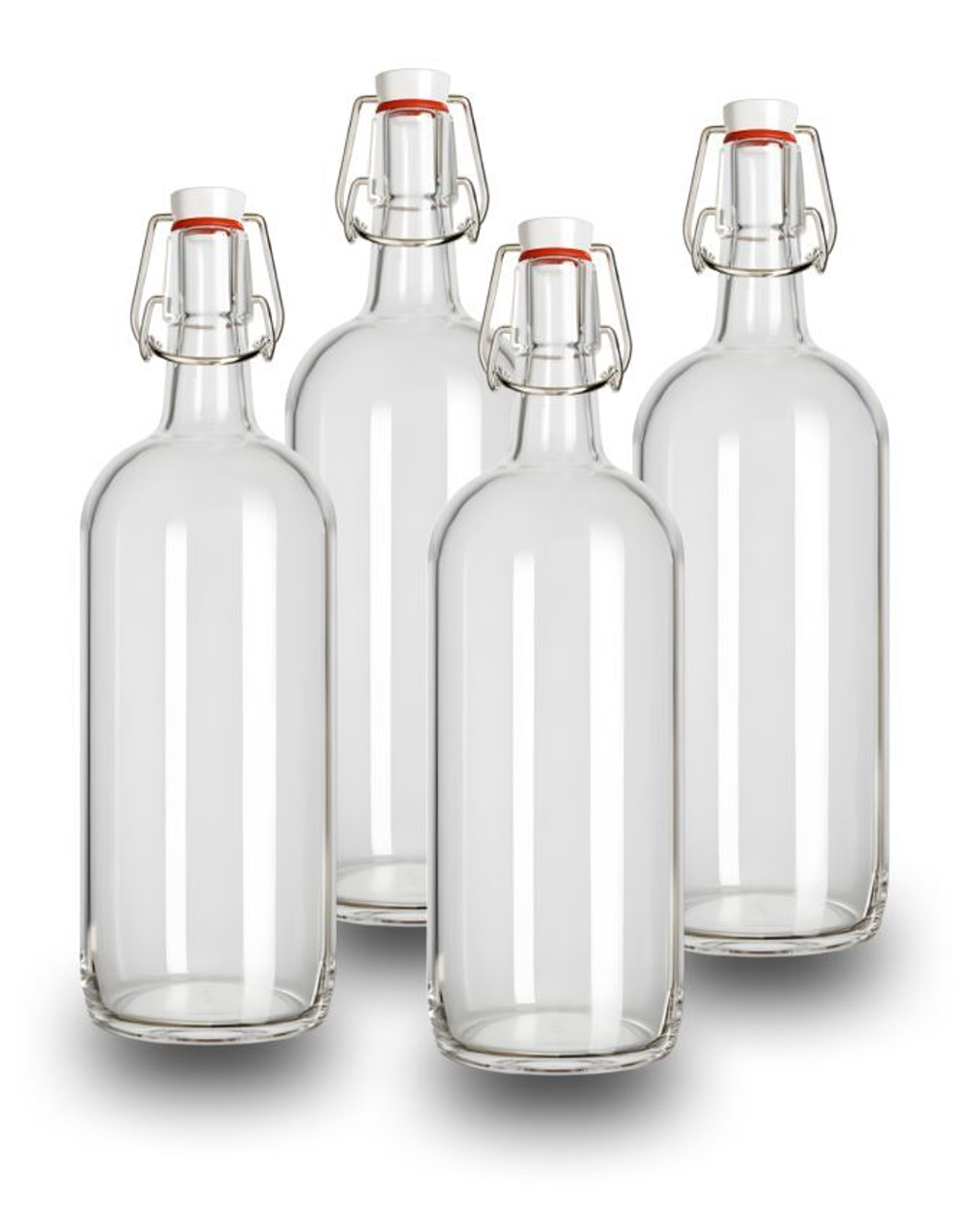 Бутылка с бугельной пробкой 1 л, (светлая), 6 шт