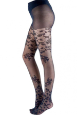 Женственные колготки с цветочным рисунком Autumn Fall Floral Tights (Размер: S-M-L) (Цвет: черный)