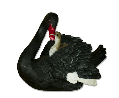 Лебедь чёрный с малышом (полистоун)