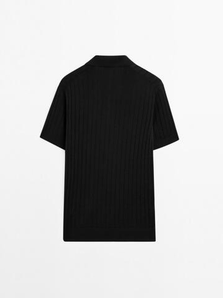 Massimo Dutti Футболка с воротником поло, черный