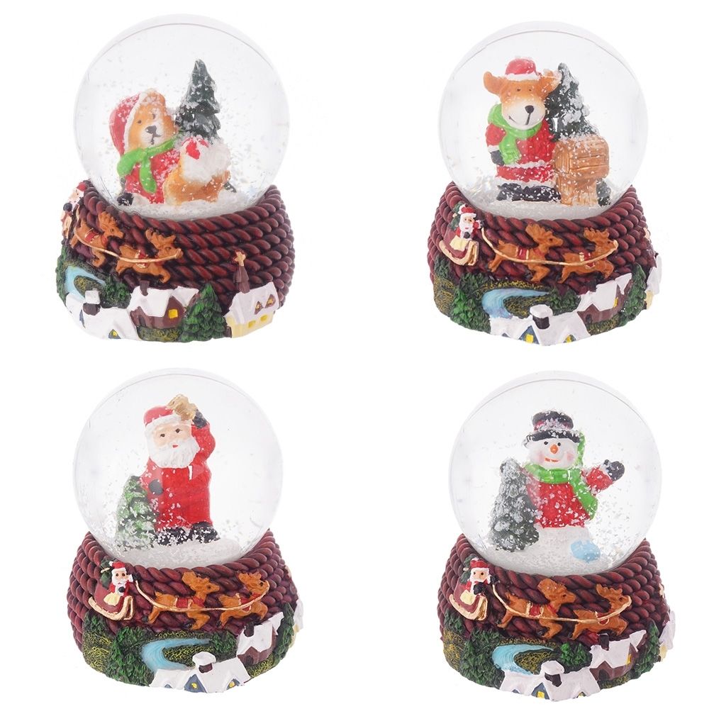 GAEM Фигурка декор в стекл шаре "Дед Мороз/Снеговик/Мишка/Олень", D 4,5 см, L5 W5 H6 см, 4в.