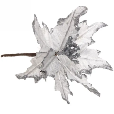 Украшение новогоднее «Пуансеттия-Метелица» 15 см, Серебро