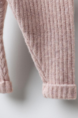 ZARA ЛЕГИНСЫ ИЗ РУБЧАТОГО ТРИКОТАЖА, СВЕТЛО-РОЗОВЫЙ