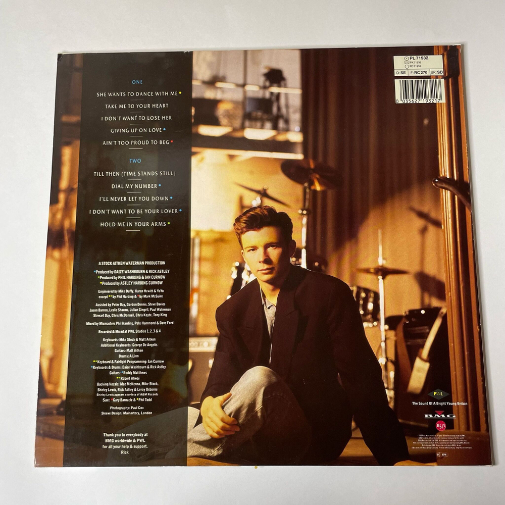 Винтажная виниловая пластинка LP Rick Astley Hold Me In Your Arms (Germany 1988)